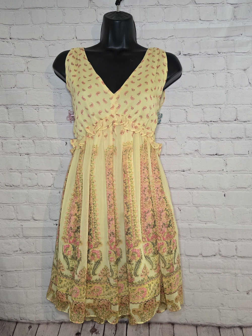 Victoria's Secret Yellow Pink Paisley Babydoll Dress Xs Coquette Fairy CottageCo